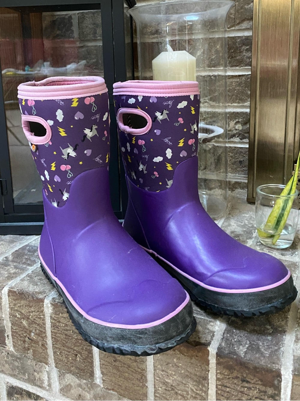 BOGS Snow Boots Purple Pegasus Unicorn with Pink Trim Kids Sz 4